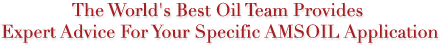 The worlds best oil team provides expert advie for your specific AMSOIL application